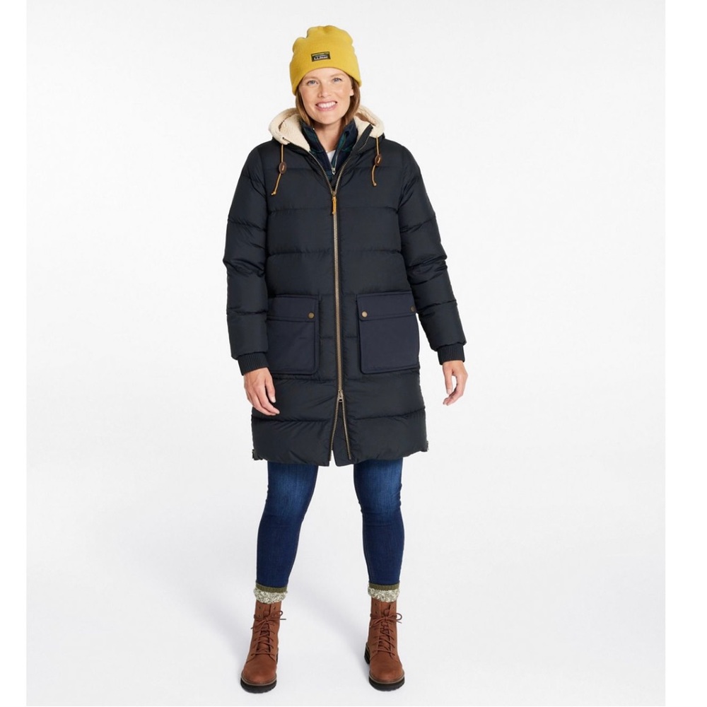 Women's Mountain Classic Down Coat, Sherpa-Lined Black Tan XL✨EUC - Picture 12 of 16